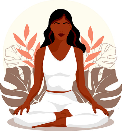 poster for a fitness center girl in the lotus position attracting clients