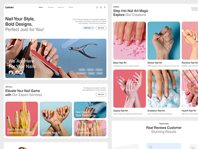 CathArt - Nail Your Style, Bold Designs! Landing Page beauty beauty landing page beauty salon cosmetics customnailart design fashion figma framer landing page manicure nail art nail art landing page nail artist nail care nail salon nail spa pedicure ui webflow