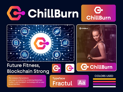 Chillburn Blockchain & Fitness Logo Concept blockchain logo brand brand identity branding chillburn colorful crypto logo design dumbbell logo fitness logo hexagon logo letter c logo logo logo design logotype