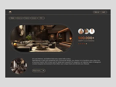 Interior design landpage aestethic branding dark dark theme design designing graphic design interior design landpage ui ux uxui vector website