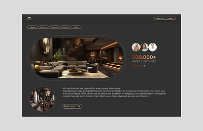 Interior design landpage aestethic branding dark dark theme design designing graphic design interior design landpage ui ux uxui vector website