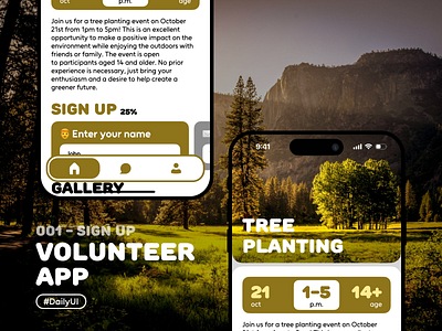 001 - Sign up. Volunteer app #DailyUI app dailyui design ui ux