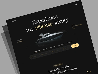 Luxury Yacht Rental Landing Page black boat concept dark landing landingpage rent rental renting ui uiux ux web design webdesign website yacht