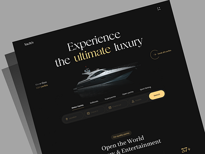 Luxury Yacht Rental Landing Page black boat concept dark landing landingpage rent rental renting ui uiux ux web design webdesign website yacht