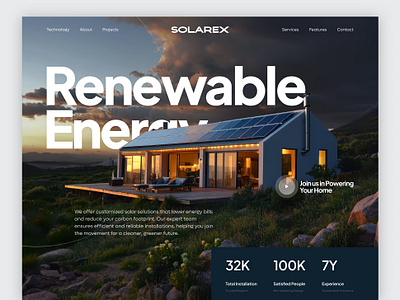 Solarex | Renewable Energy Website design ecofriendly energy landing page panel renewable energy saas saas landing page solar solar company solar panel solar power sustainable energy ui ui design uiux web web design website website design