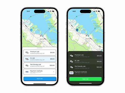 Cab Booking App - Figr Identity app cab cab booking cab service driving gps map minimal ola online booking online cab online taxi ride ride booking taxi uber ui ui ux ux