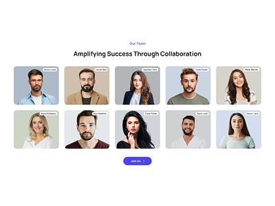 Team section cards with scale image in hover effect branding design graphic design ui ui block ui design web design