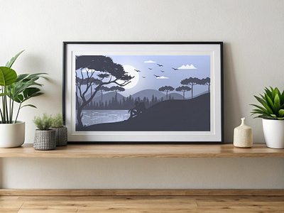 25 Nature Digital Art, Horizontal Framed Poster, Wall Art branding digital landscape framed poster graphic design minimalist wall art modern decor nature illustration nature wall art outdoor vibes peaceful nature scene scenic art tranquil scenery