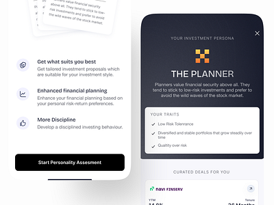 Fintech Quiz Result and Starting page agency design ecommerce equity finance illustration investment ios product design quiz stocks