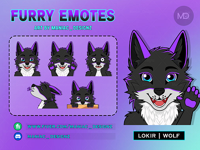 Furry Emote Commissions Are Open, FurryArtist Maniac_Designz animalemotes chibi emotes commissionsopen digitalart discordemotes emote emote maker emoteart emotes furry furryart furryemote fursonaemote maniac designz streamer emotes twitch twitchemotes wolfemote