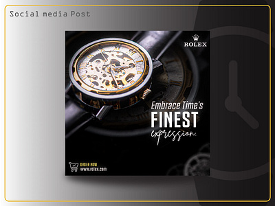 Social Media Post for A Watch - Embrace Time's Finest Expression design graphic design illustrator indesign photoshop rolex social media social media post