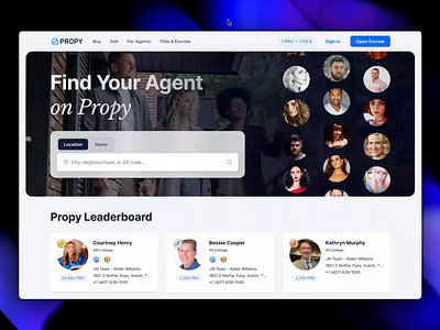 Propy - Real Estate Agent Search Redesign blockchain broker crypto eth etherium house search interaction design landing page nft profile page property property search propy real estate real estate agent real estate marketplace ux design web design web3 website