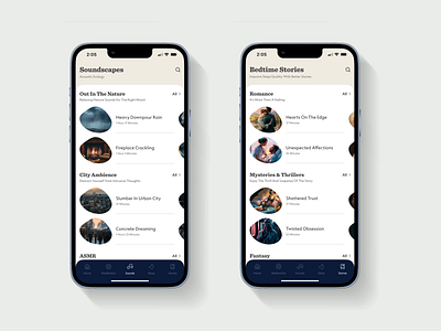 Sounds & Stories app design ios mental health mindfulness product design ui ux