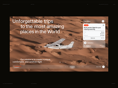 Premium Flight Website Design b2b b2c business button design desktop figma flight interface landing page navigation plane premium ui ui design user interface ux web website wow