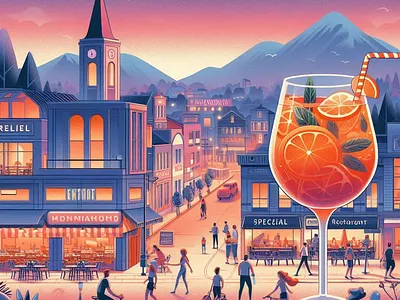 Vibrant Town ai image city design graphic illustration image motion graphics orange drink town vector vibant city