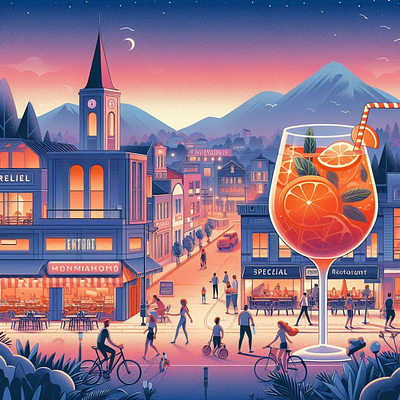 Vibrant Town ai image city design graphic illustration image motion graphics orange drink town vector vibant city