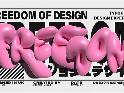 3D Typography Experiment – FREEDOM 3d typography bold design creative design design experiment pink typography art