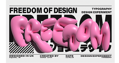 3D Typography Experiment – FREEDOM 3d typography bold design creative design design experiment pink typography art