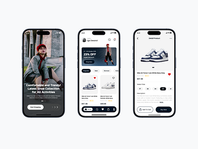 Shoes Store - Mobile App app appdesign e commerce fashion mobile app mobile ui online store shoes shop shopping shopping app store ui userinterface ux