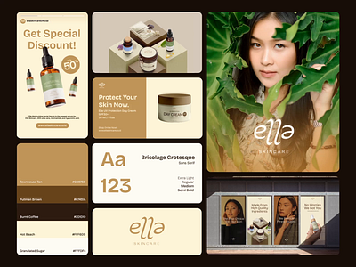 Ella Skincare - Brand Identity animation beige brand brand identity branding brown design elegant graphic design logo logo animation logo design logo motion logo visuals motion graphics re design skincare vector vektora visuals