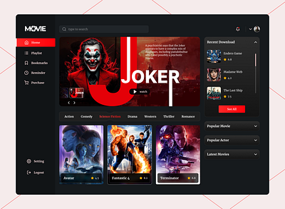 Movie Dashboard Website graphic design ui