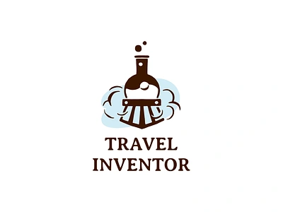 Travel Inventor branding bubbles color design dribbble graphic design illustration inventor laboratory logo logotype smoke train travel