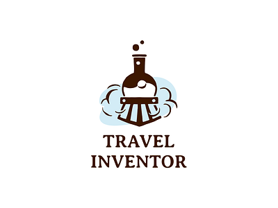 Travel Inventor branding bubbles color design dribbble graphic design illustration inventor laboratory logo logotype smoke train travel