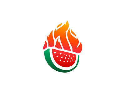 Spicy Melon Logo Design, Fire + Melon Logo abstract blaze brand design branding brandmark business creative logo fire fire melon food gradient growth illustration logotype mascot melon minimal logo modern logo visual identity watermelon