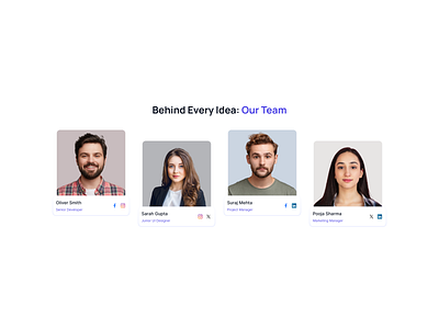 Four column team Cards design graphic design ui ui block ui design web design