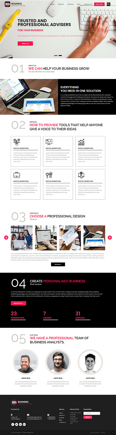 Business and Marketing Consulting Website graphic design ui