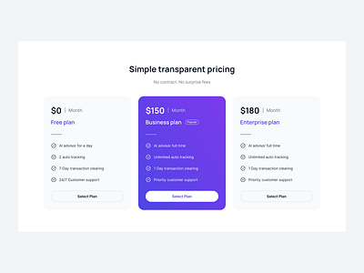 Simple transparent pricing table premium plan price plan pricing page pricing table subscription plans ux design