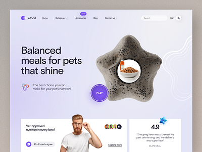 Petood - Website Design landing page pet pet food product saas ui uiux website