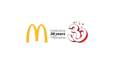 Anniversary logo for McDonald's 30 anniversary logo for mcdonalds branding celebrating confetti graphic design logo years