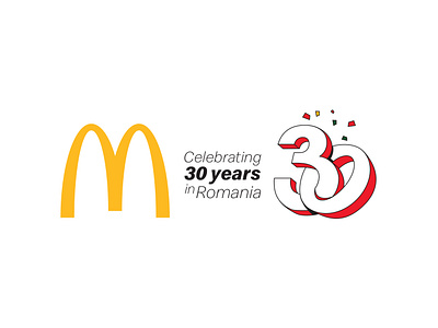 Anniversary logo for McDonald's 30 anniversary logo for mcdonalds branding celebrating confetti graphic design logo years