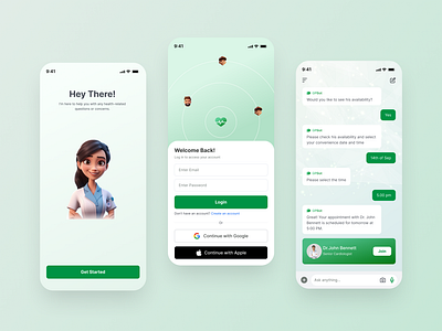 Health Bot Mobile App chatbotdesign cleandesign figma healthcare healthcareapp mobile app design ui