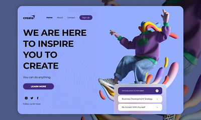 Create - Landing page landing page ui design ux design web design