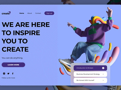 Create - Landing page landing page ui design ux design web design