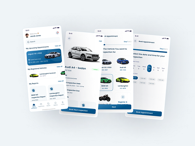 Vehicle Inspection Booking App UI Design appointment booking automotive app design car inspection car inspection booking ui design inspection app inspection booking app interface mobile app periodic inspection ui ux vehicle vehicle inspection vehicle inspection app vehicle management vehicle management app