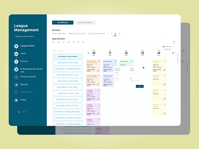 Tournament Management System app cards design dashboard design graphic design management system schedule screen ui uxui