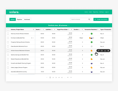 Affordable B2B Insurance Solution fintech interactive table ui