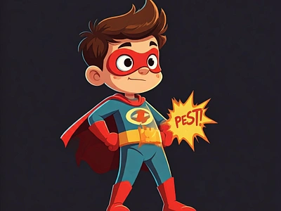 Super boy fighting with pest graphic design illustration ui