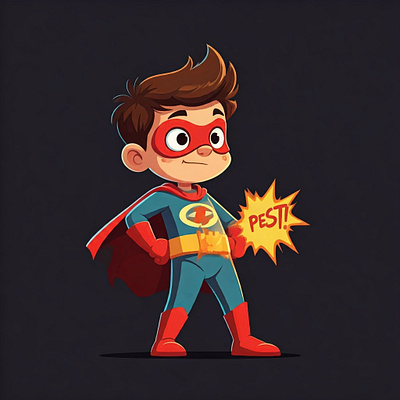 Super boy fighting with pest graphic design illustration ui