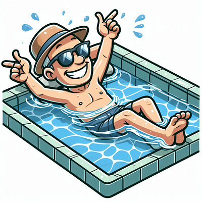 Man enjoying swimming in pool ai graphic design illustration