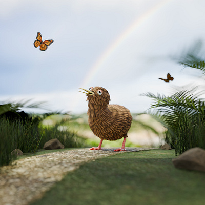 Game Character Concept & 3D Modelling 3d 3d modelling bird character game character game design kiwi