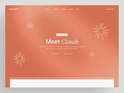 Claude - Hero Section Redesign Concept ai ai app claude claude ai clean concept design concept graphic design hero section hero section design landing page landing page design minimalist orange redesign redesign concept typography web app website website design
