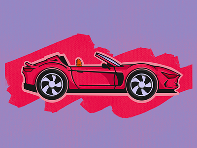 Red car sketch auto automoile badge brush car design drawing ferrari flat illustration paint paper purple red side sketch speed sport style texture