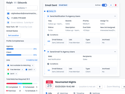 Widgets automation dashboard event profile