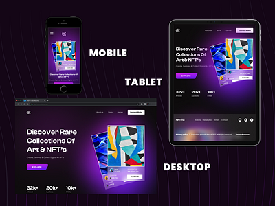 NFT Design for Mobile,Tablet and Desktop art dark mode desktop mobile nft design tablet ui ux