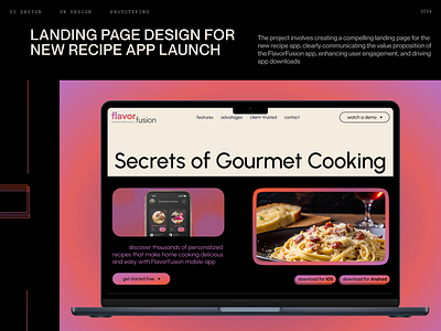 Landing Page Design for New Recipe App Launch cta optimization culinary inspiration landing page design mobile app launch personalized recipes recipe app ui ux uxui design