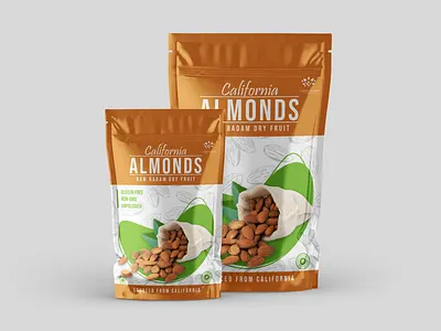 Almond Doypack Design bottle label branding coreldraw corporate design doypack graphic design graphic designer illustrator label design logo packaging packaging design packaging designer photoshop pouch design product packaging